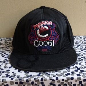Vtg COOGI  Black Cap with Red and Blue Embroidery Size 8